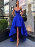Royal Blue High Low A Line Sleeveless Prom Dresses LBQ1057