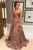 A Line Sweetheart Blush Printed Chiffon Prom Dresses with Beadings 