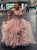 A Line Long Sleeves Criss Cross Appliques  Ruffles Tulle Prom Dress