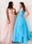 A Line Spaghetti Applique Ruffles Tulle Lace Up Prom Dresses