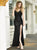 Mermaid Black Sequins Spaghetti Straps V Neck Prom Dresses