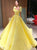 Yellow Floor Length Square Neck Beadings Prom Dresses 