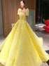 Ball Gown Tulle Sparkle Short Sleeves Prom Dresses LBQ1470