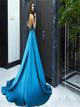 Sweep Train Blue Evening Dresses