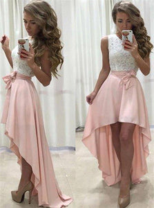 A Line Pink Asymmetrical Evening Dresses