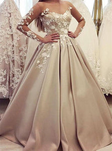 Sweetheart A Line Appliques Prom Dresses with Long Sleeves