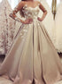 Sweetheart A Line Appliques Prom Dress with Long Sleeves LBQ0928