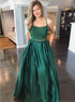A Line Spaghetti Straps Two Piece Lace Satin Prom Dresses With Beading LBQ2484
