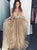 Sweep Train Champagne Evening Dresses