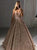 Ball Gown Gold Sequins V Neck Floor Length Prom Dresses 