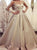 Long Sleeves Floor Length Satin Champagne Prom Dresses