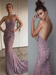 Backless Sweetheart Beadings Tulle Mermaid Prom Dresses