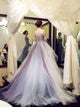A Line Off The Shoulder Tulle Ruffles Prom Dresses