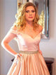 A Line Pink Off the Shoulder Satin Beading Pleats Prom Dresses 