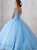 Short Sleeves Sweep Train Blue Prom Dresses