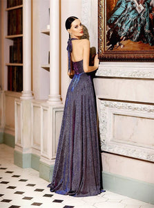 Sweep Train Blue Evening Dresses