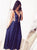 A Line Straps Chiffon Dark Navy Pleats Prom Dresses