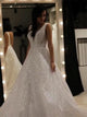 Sparkly A Line V Neck Sequins Organza Prom Dresses
