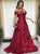 A Line Sweep Train Red Evening Dresses