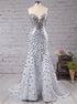Mermaid White Sweetheart Rhinestones Satin Prom Dress LBQ2886