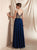 Navy Blue Halter Open Back Prom Dresses