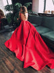 Sweep Train Red Evening Dresses with Backless
