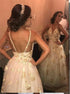 A Line Spaghetti Straps V Neck Tulle Prom Dresses LBQ2011
