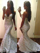 Rhinestone White Evening Dresses