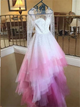 Scoop White and Pink Prom Dresses