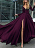 Long Sleeves Dark Burgundy Prom Dresses LBQ1135