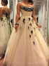 Ball Gown Black Appliques Tulle Prom Dress LBQ1471