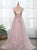 Sweep Train Pink Open Back Evening Dresses