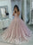 Ball Gowns Sweep Train Sleeveless Pink Prom Dresses