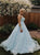 Strapless A Line Light Blue Appliques Tulle Prom Dresses 