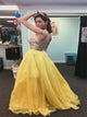 Yellow Chiffon Beadings Sweetheart Prom Dresses