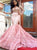 Beading Long Sleeves Floral Open Back Prom Dresses 