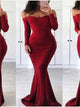 Long Sleeves Sweetheart Mermaid Red Prom Dresses