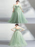 Green Tulle Off the Shoulder Prom Dress LBQ0996