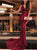 Mermaid Red V Neck Sleeveless Sequins Prom Dresses 