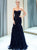 Navy Blue Mermaid Tulle Sweetheart Prom Dresses