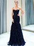 Navy Blue Mermaid Tulle Sweetheart Prom Dresses LBQ1303