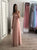 A Line Off the Shoulder Tulle Pink Floor Length Prom Dresses