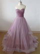 Chic A Line Sweetheart Ruffles Tulle Pleats Prom Dresses