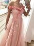 Off the Shoulder Pink Appliques Prom Dress LBQ1641