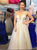 Open Back Golden Sleeveless Prom Dresses