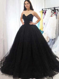 Sweetheart Tulle Ball Gown Black Tulle Prom Dresses