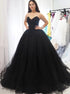 Sweetheart Ball Gown Black Tulle Prom Dresses LBQ1820