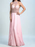 A Line Halter Floor Length Chiffon Rhinestone Prom Dresses LBQ1666