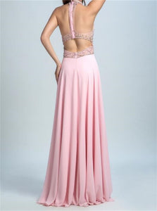 Open Back Pink Prom Dresses