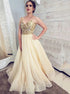 A Line Spaghetti Straps Appliques Prom Dress LBQ0636